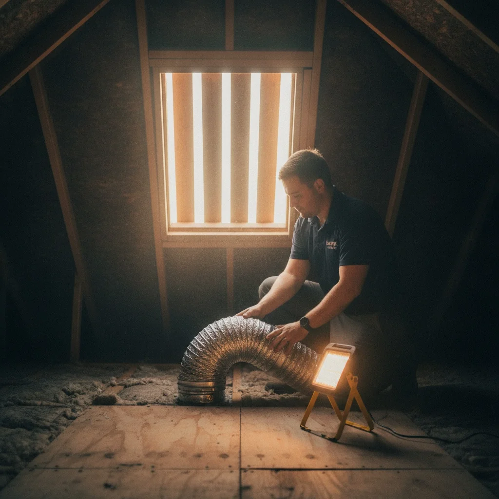 ECHA HVAC technician installing an energy-recovery ventilator in a Sacramento home